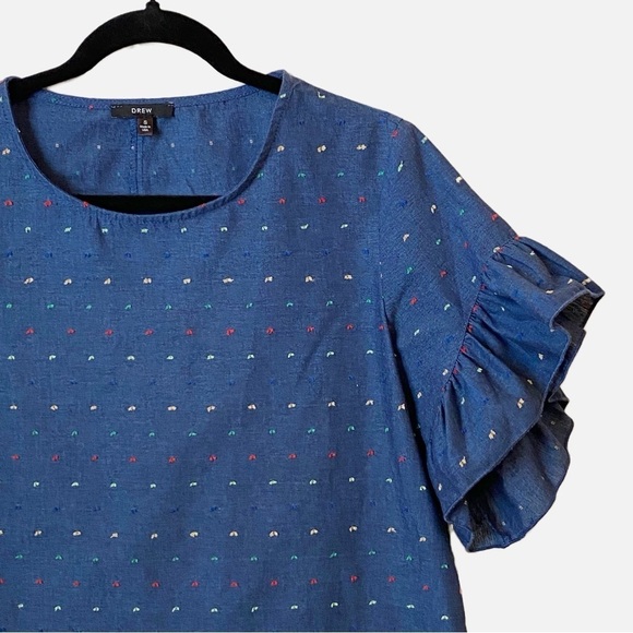 Drew Anthropologie Chambray Flutter Sleeves Swiss Dots Small - Picture 4 of 9